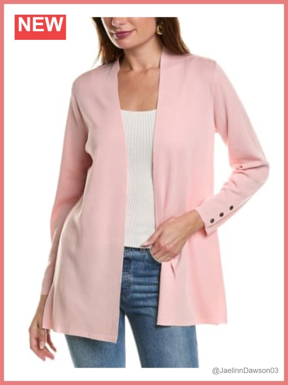 Self Edge Kissing Front Cardigan Long Sleeve Pull On Sweater